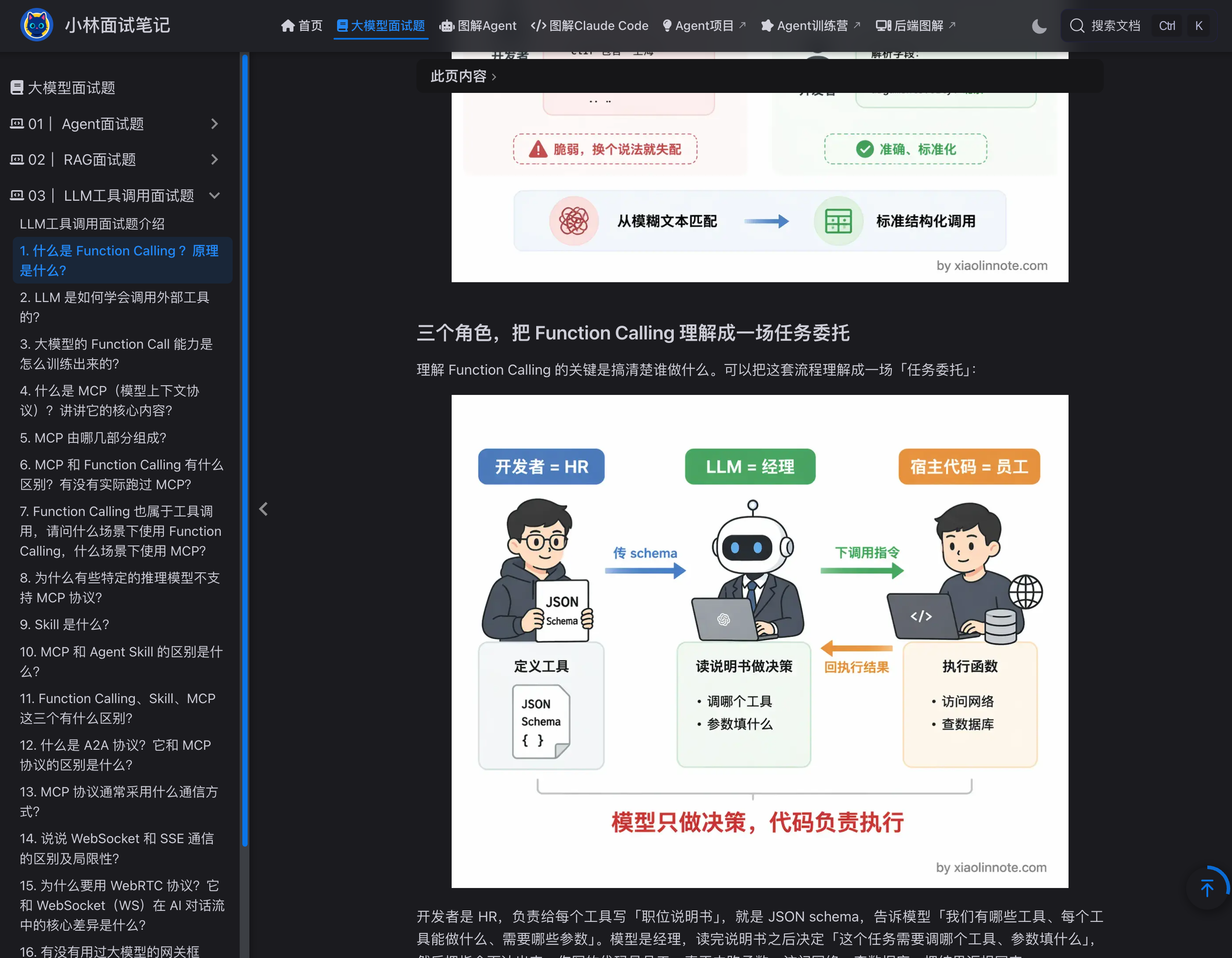 LLM 工具调用面试题图解:Function Calling、MCP 协议、A2A 协议、Skill、LLM 网关
